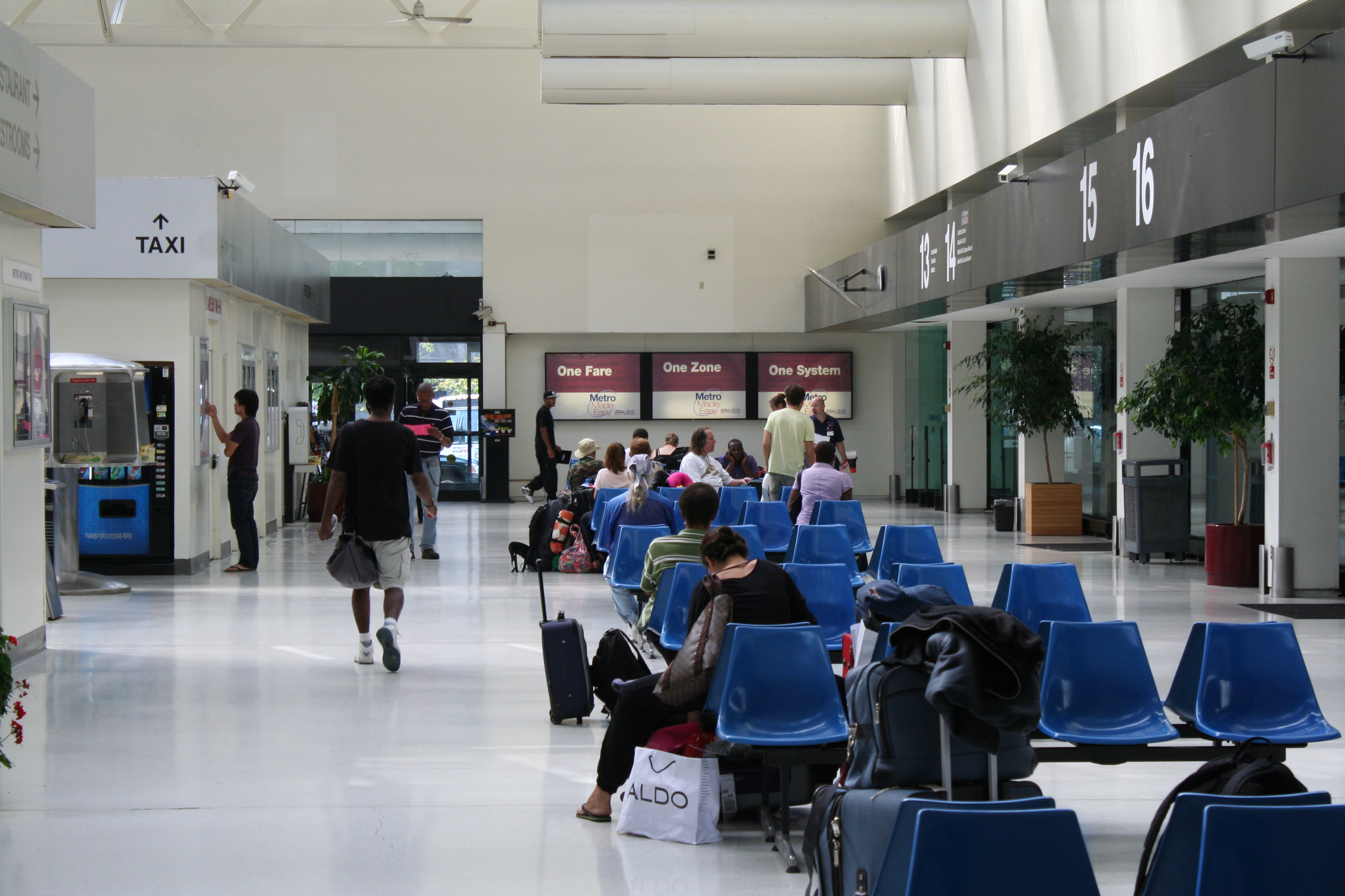 An Indoor photo of the Metro Transporation Center Bus Station. 