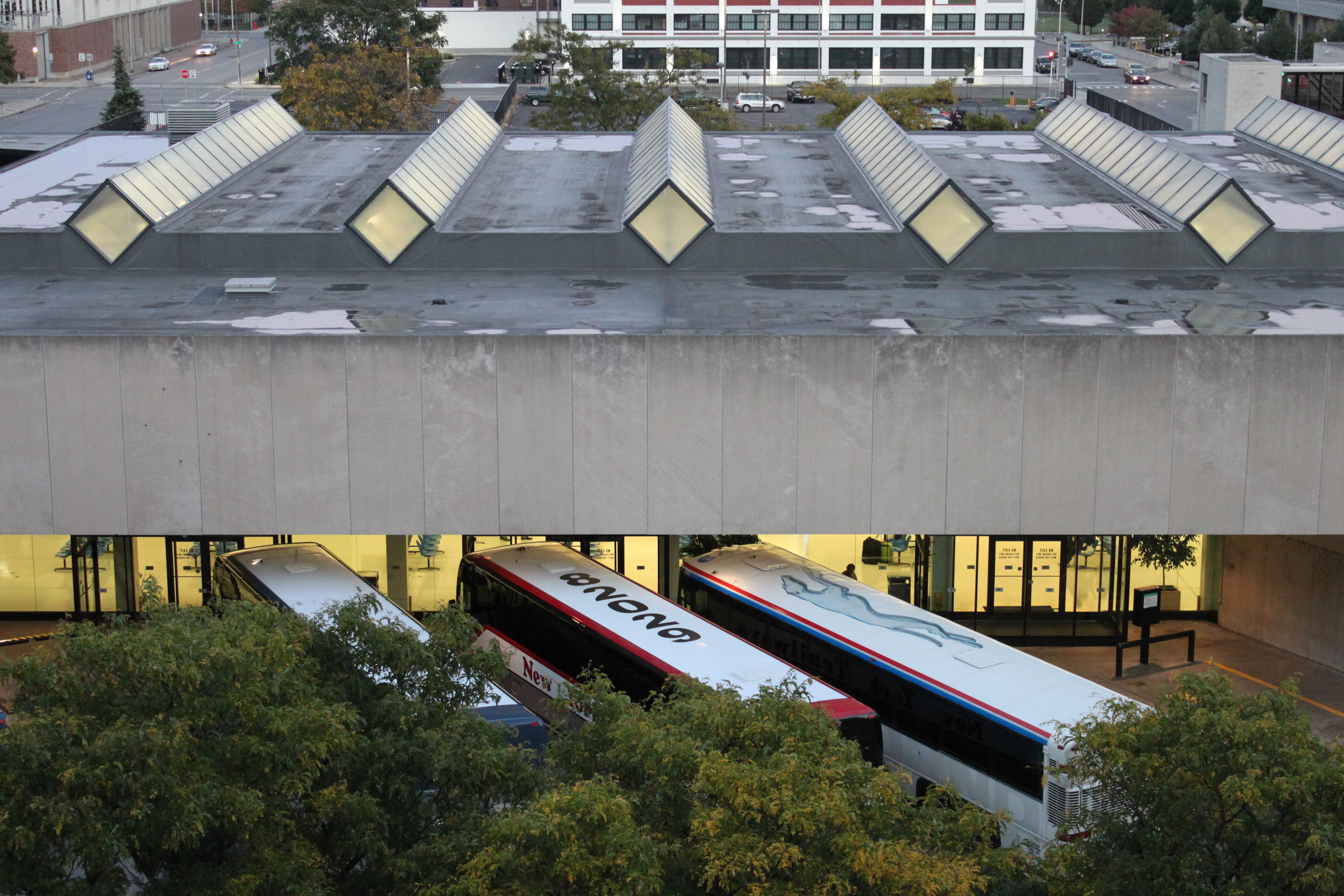 An Outdoor photo of the Metro Transportation Center Bus Station.