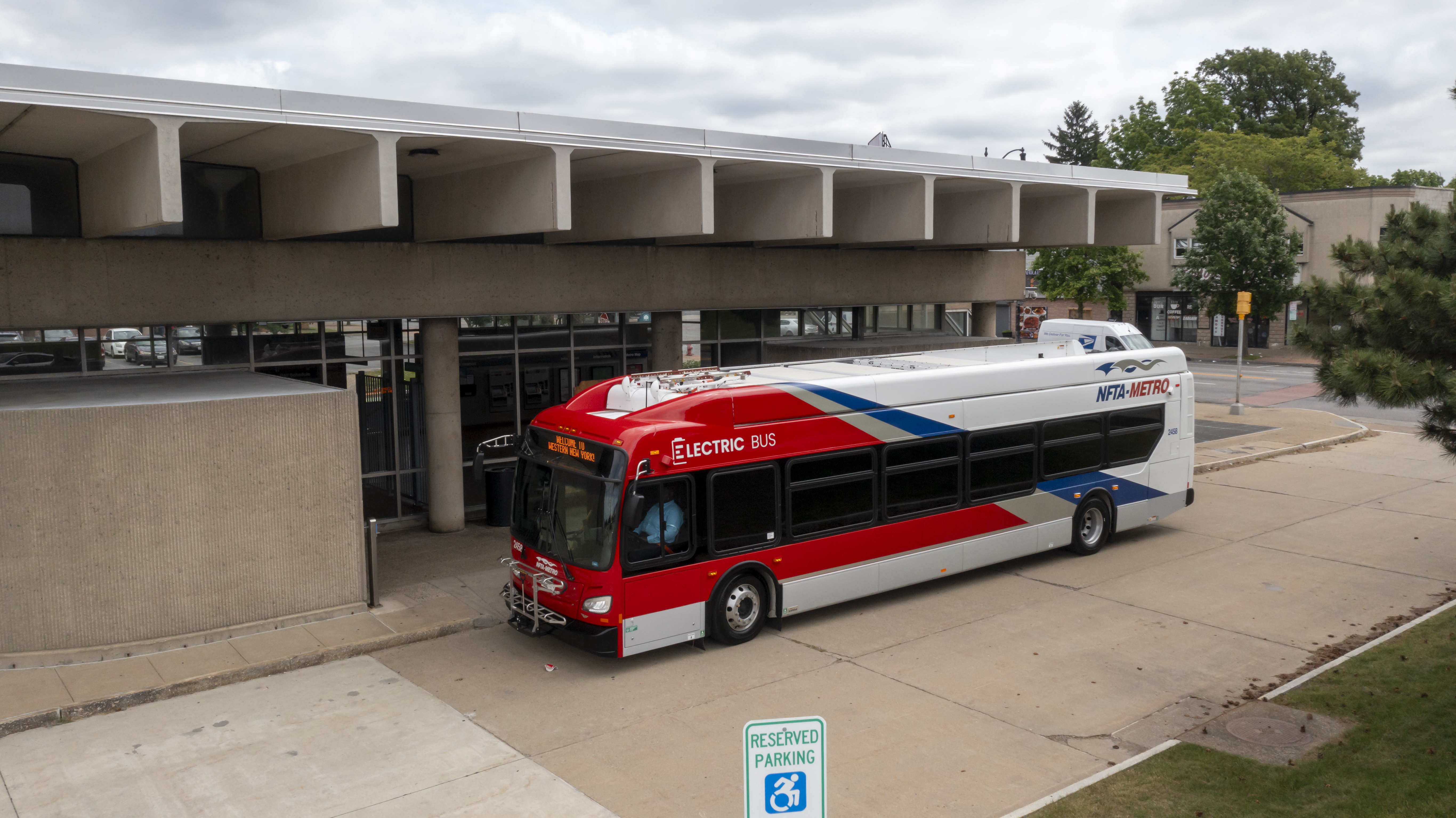 Bus at rail station