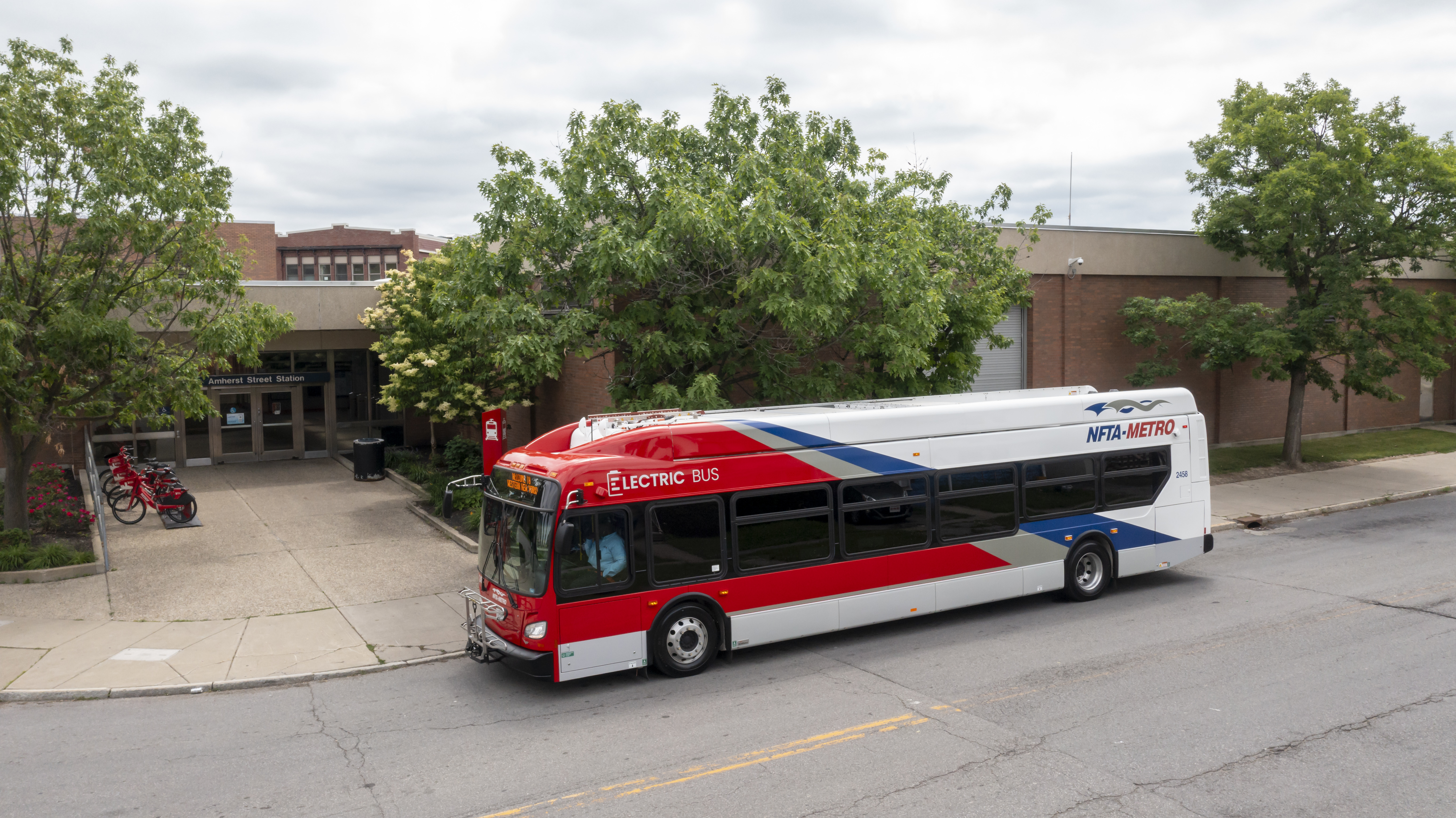 Bus at train station